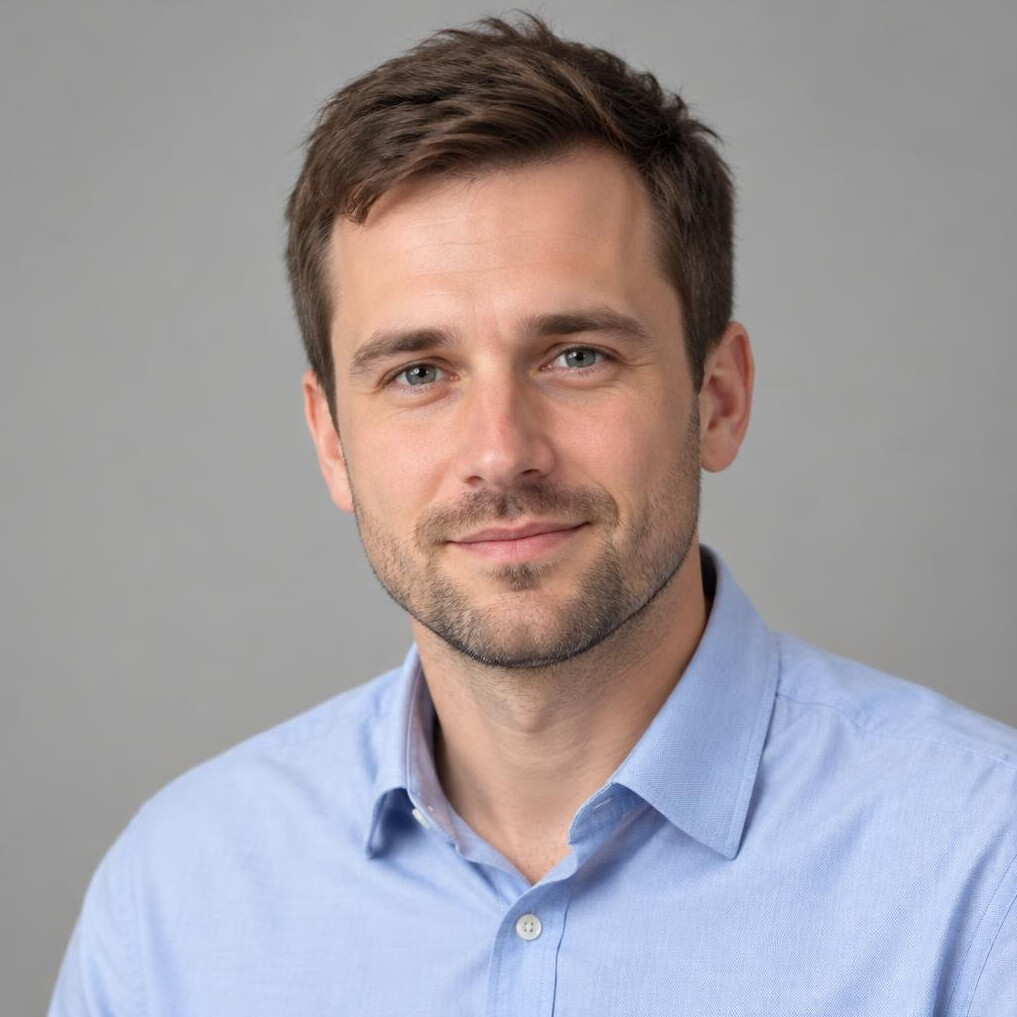 Portrait of a young Polish man in a light shirt