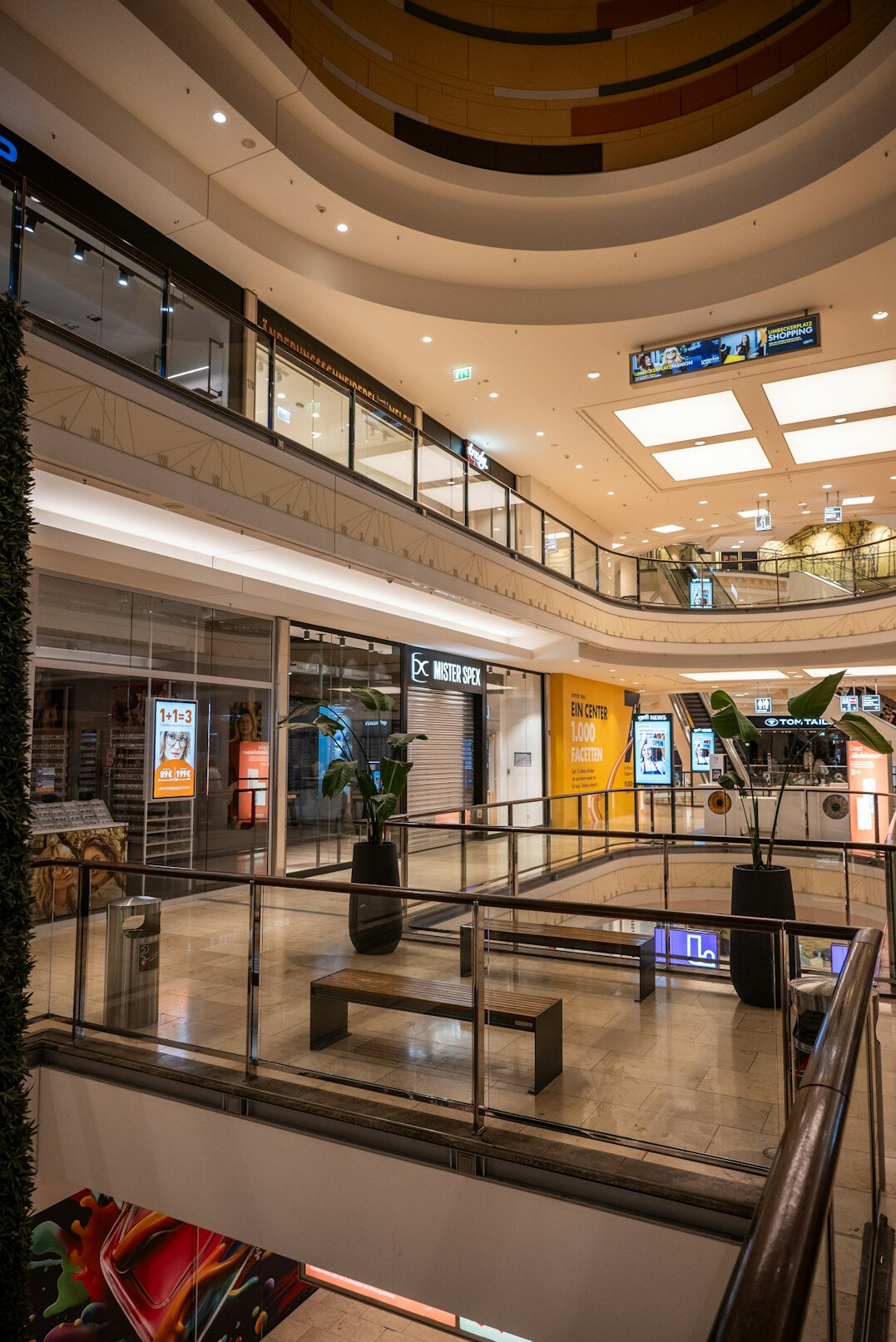 empty shopping mall at night